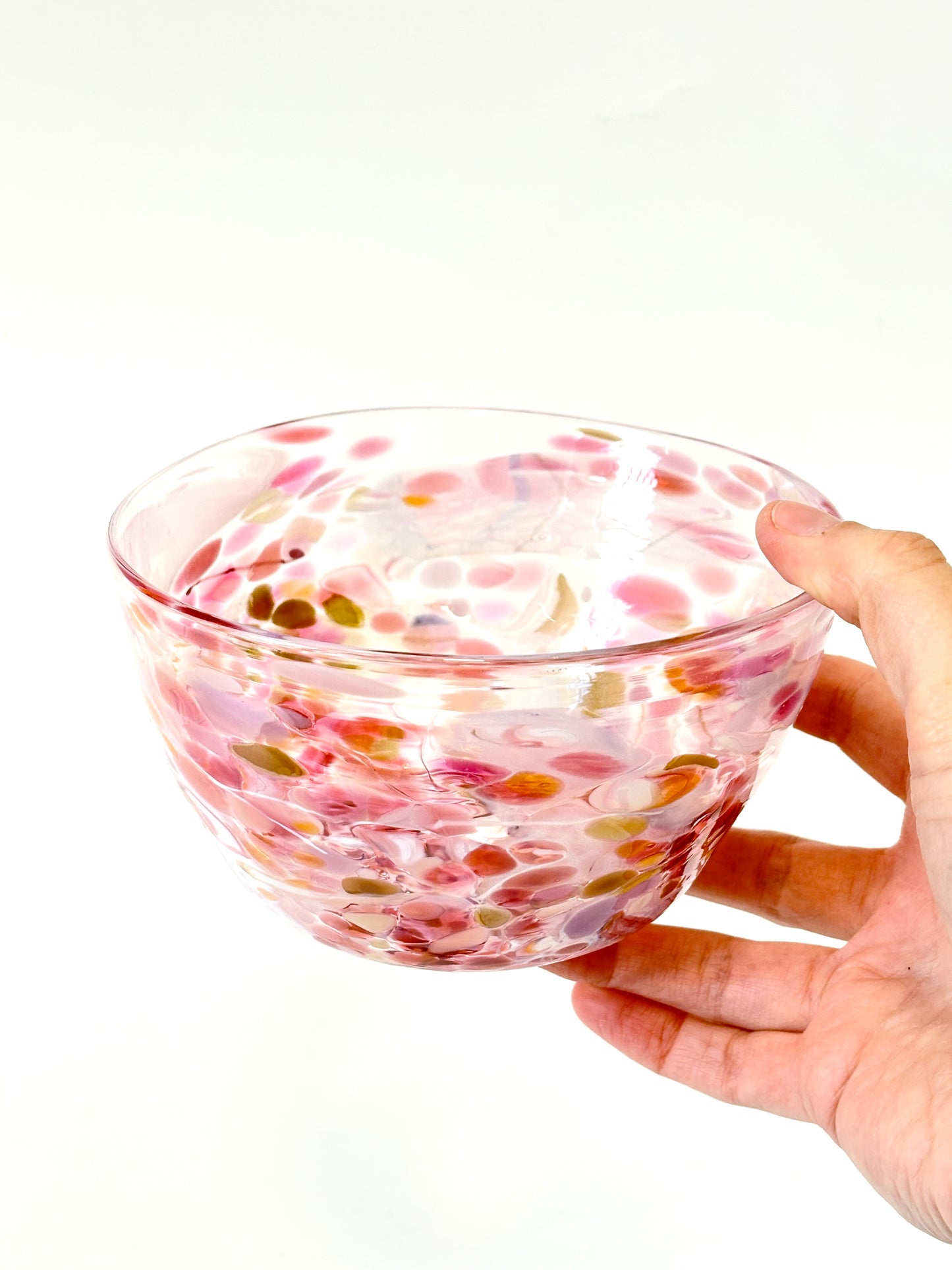 Handblown Glass Lolly Bowl - Pink Shard