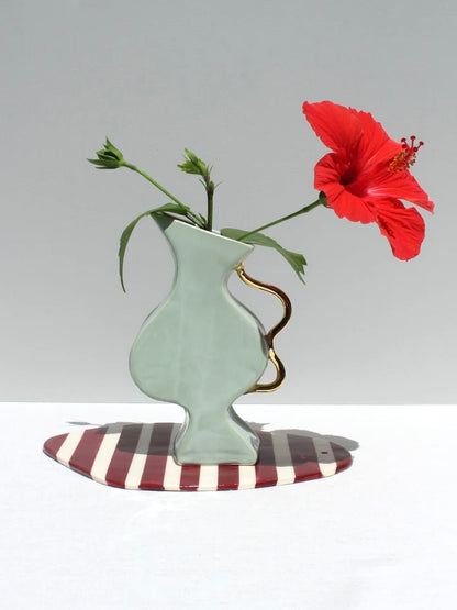 "Little Deet" Ceramic Vase in Green and Gold