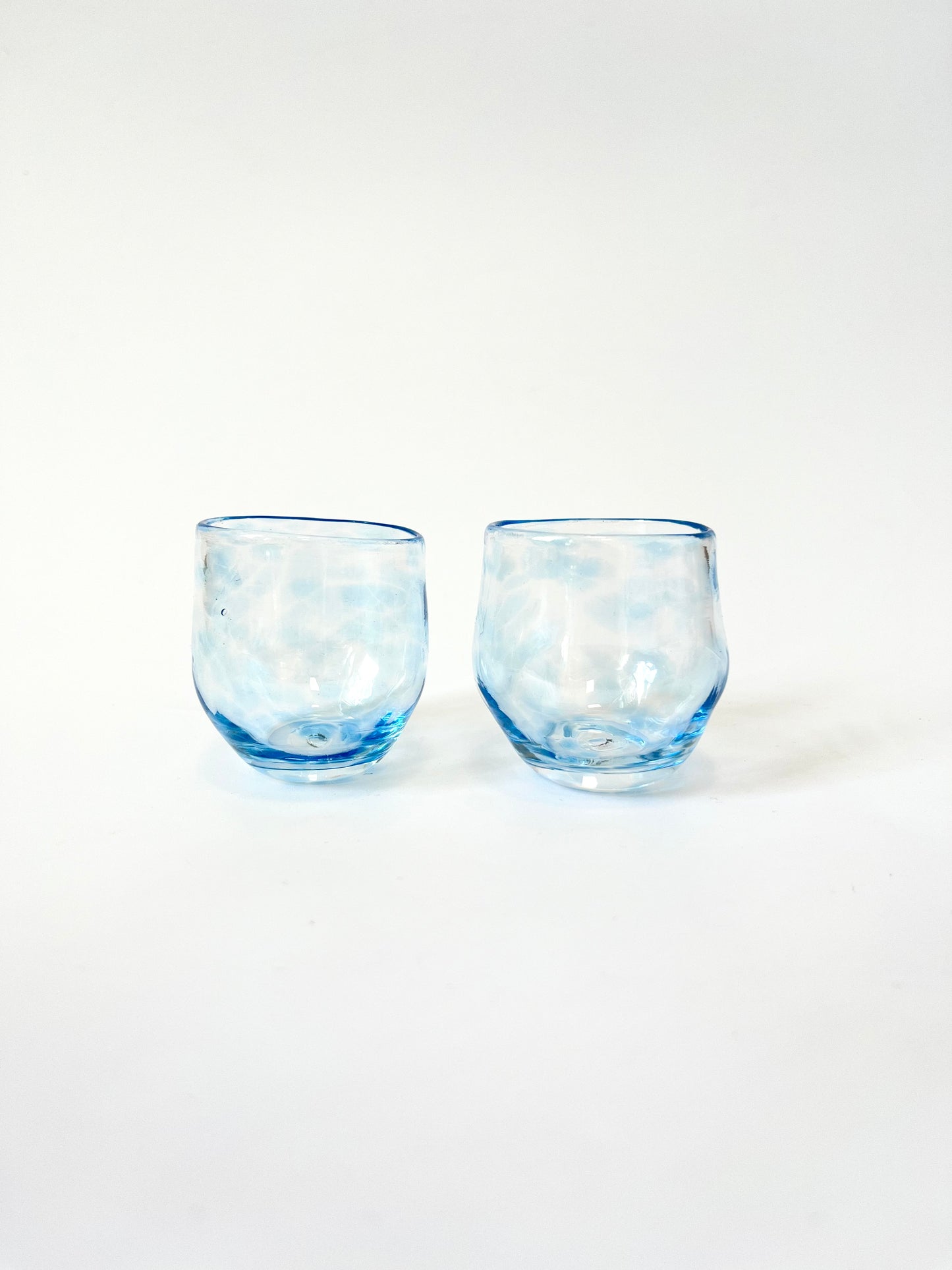 Pair of Handblown Shot Glass - Soft Blue