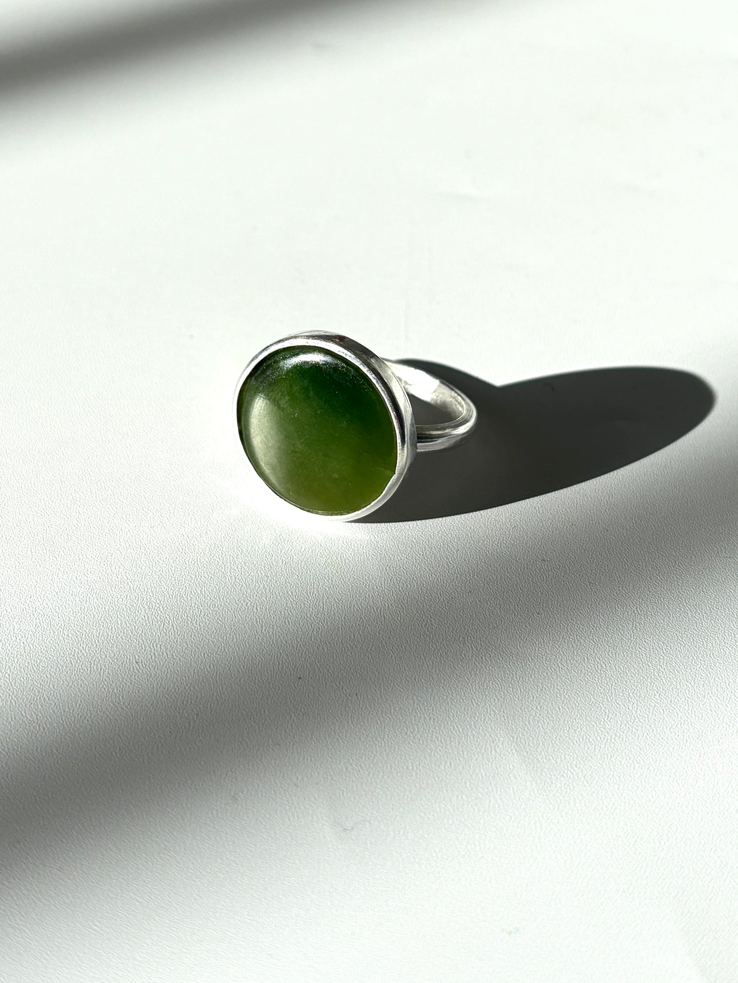 Medium Flat Round Ring (RI-RO2) Jade & Sterling Silver