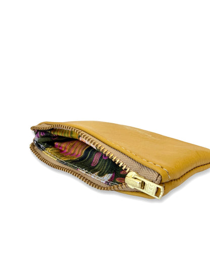 Leather Coin Purse - 12cm - Sunshine Mustard Yellow