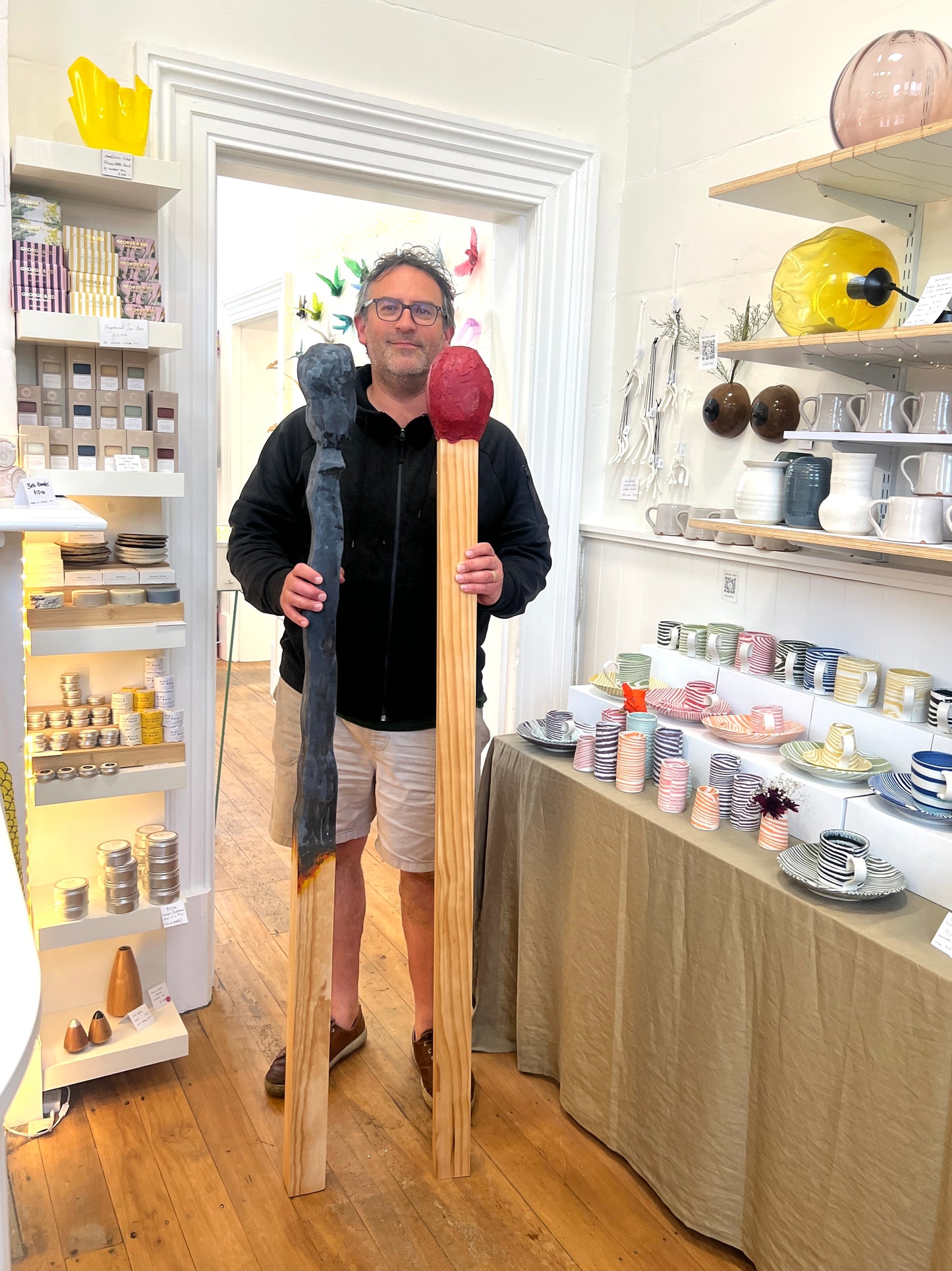 Large 1.3m Oversize Pair of Matchstick Artworks by Liz McAuliffe (26088)
