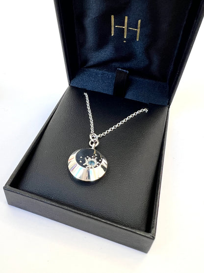 Starburst Profile Pendant Necklace with London Blue Topaz HH052