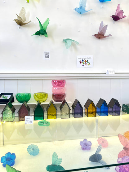 Stained Glass Tea Light House - Dark Yellow