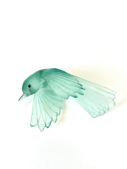 Fantail / Pīwakawaka #2 (Wings Down) - Pale Jade