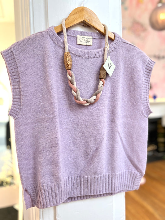 Alpaca Wool Crew Neck Vest - Lilac