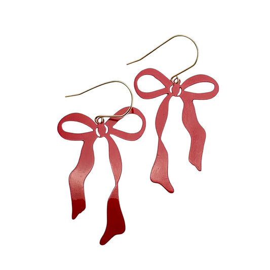 Midi Bow Earrings - Red