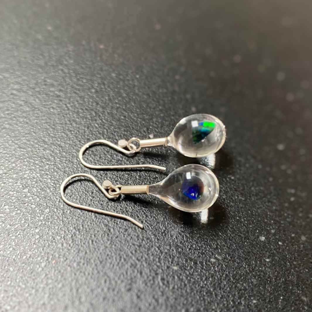 Glass Opal Drop Earrings