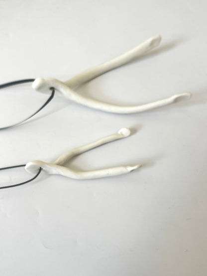 Wish Bone Ornament Raw Porcelain - small