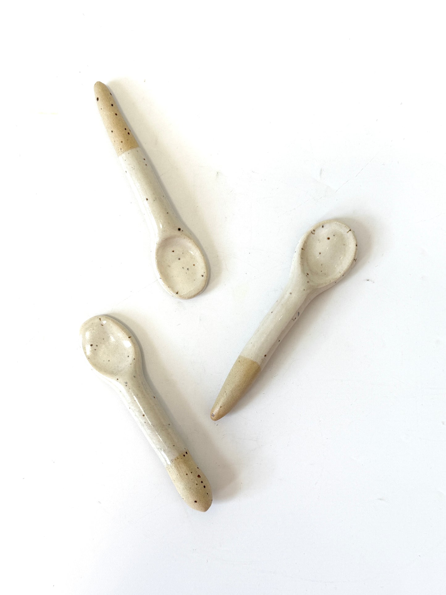 White Handmade Ceramic Mini Spoon