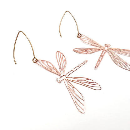 Dragonfly Earrings in Rose Gold