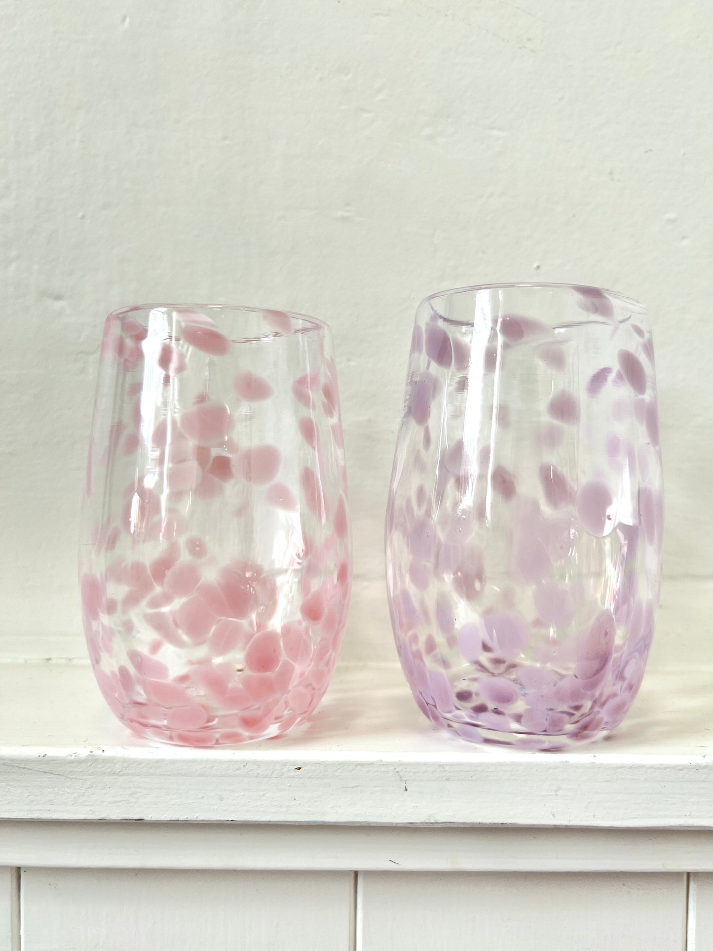 Handblown Glass Tumbler - Soft Pink