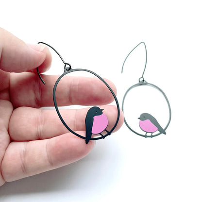 Midi Robin Earrings in Pink & Black