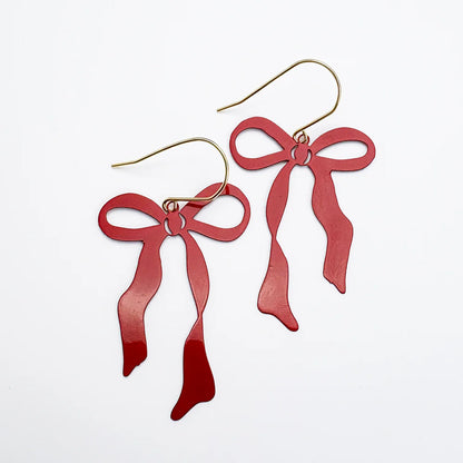Midi Bow Earrings - Red