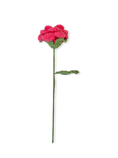Crochet Open Rose - Hot Pink