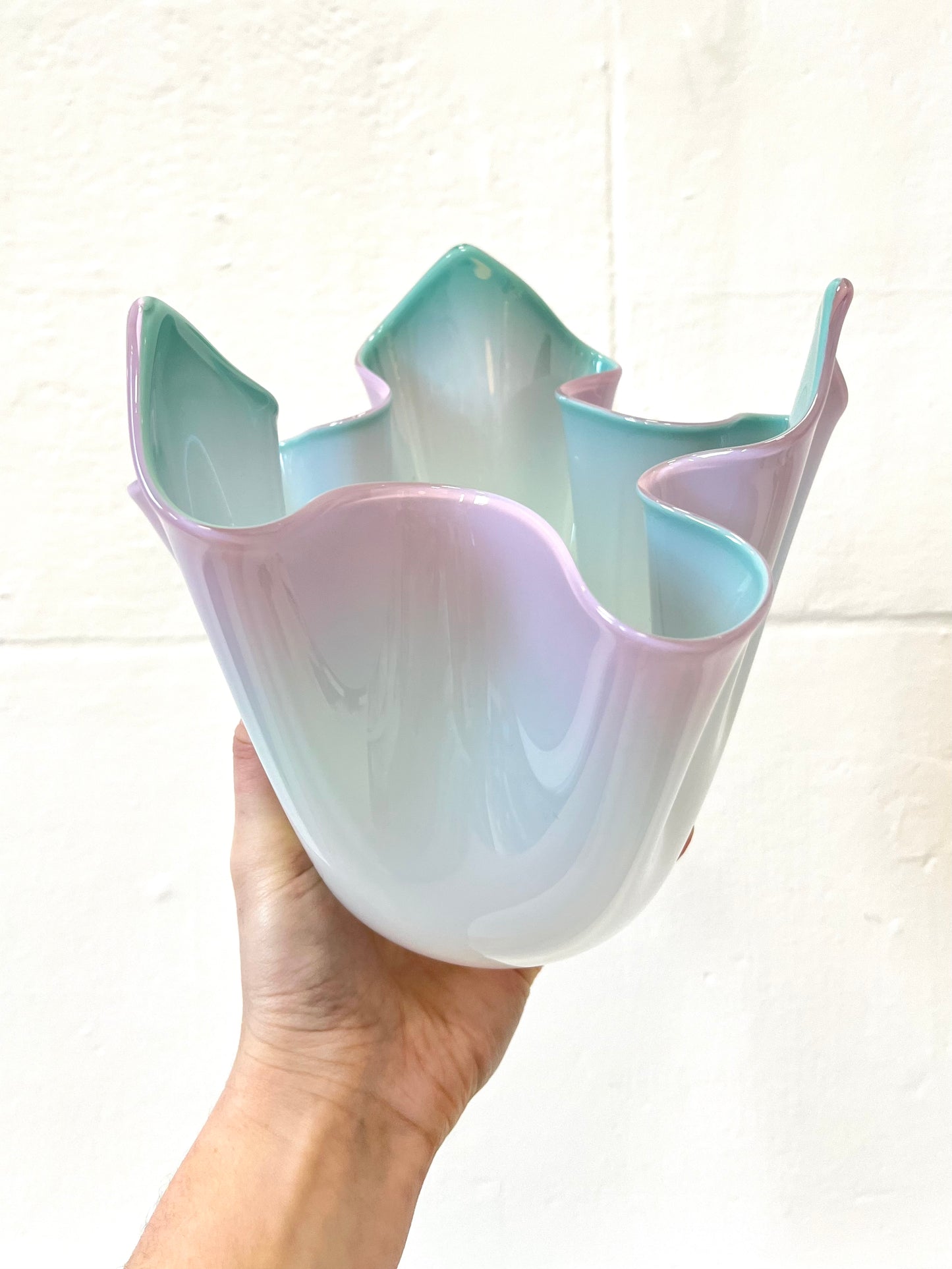 Handblown Glass Fazzoletto Bowl - multi toned Purple / Blue
