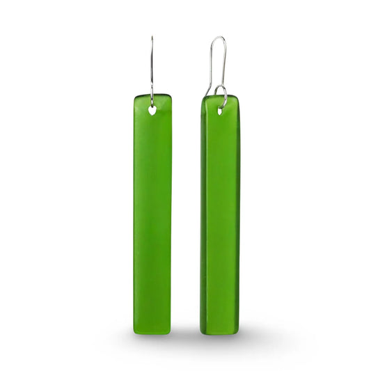 Straight Drop Long Glass Earrings