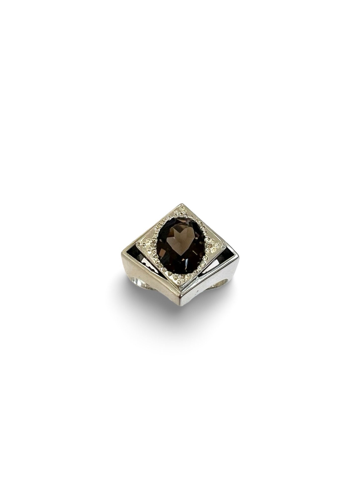Daisy Diamond Void Cocktail Ring with Smoky Quartz, Size P 1/2