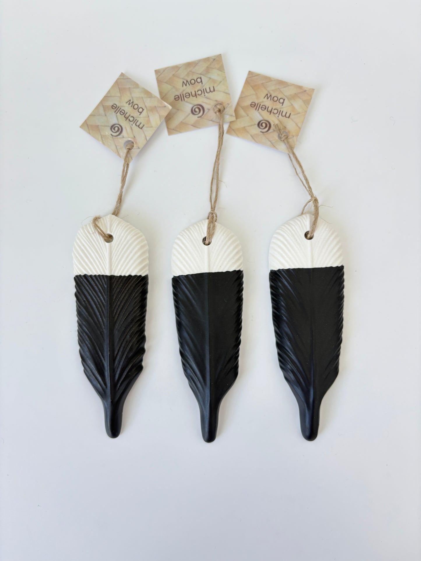 Ceramic Huia Feather hanging ornament