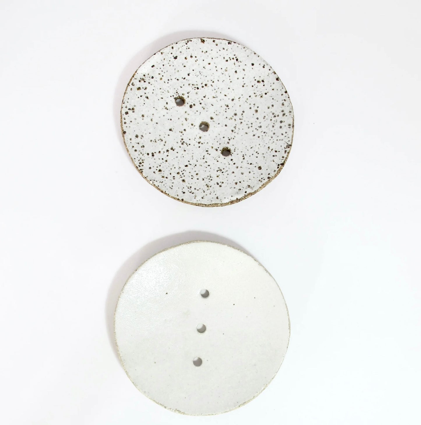 Round Ceramic Soap Dish - White