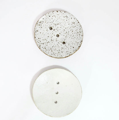 Round Ceramic Soap Dish - White