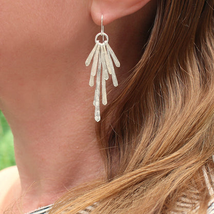 Flutter Statement Earrings - Silver