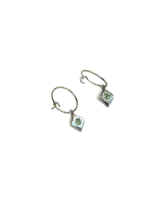 Daisy Cluster Hoop Earrings with Peridot by Holly Howe HH050