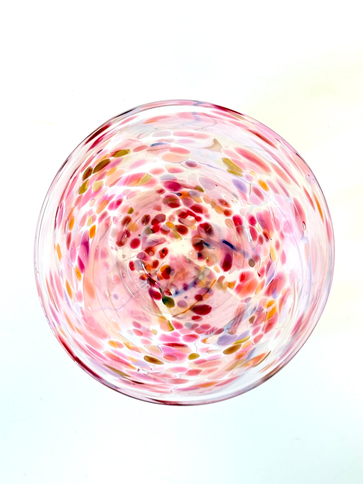 Handblown Glass Lolly Bowl - Pink Shard