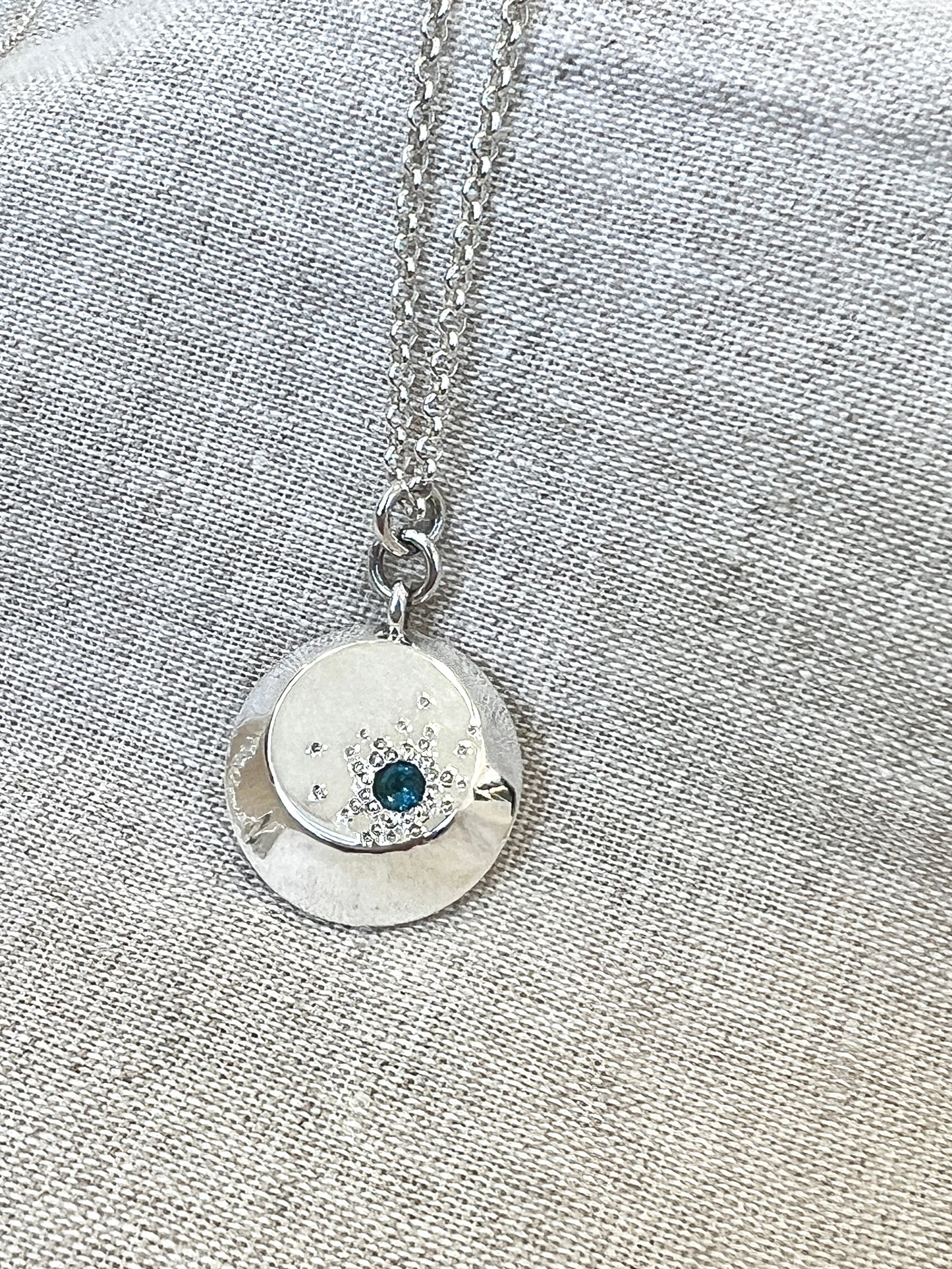 Starburst Profile Pendant Necklace with London Blue Topaz HH052