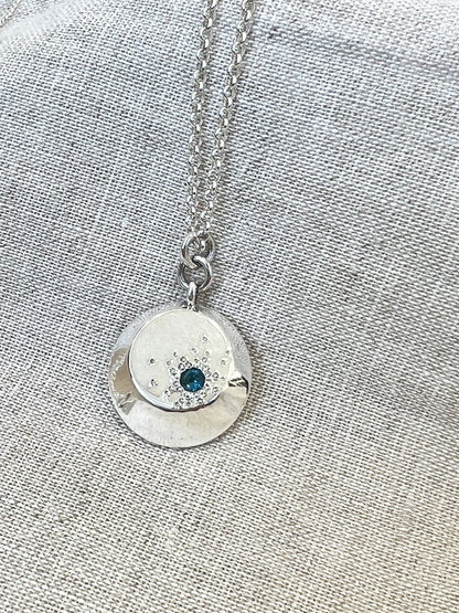 Starburst Profile Pendant Necklace with London Blue Topaz HH052