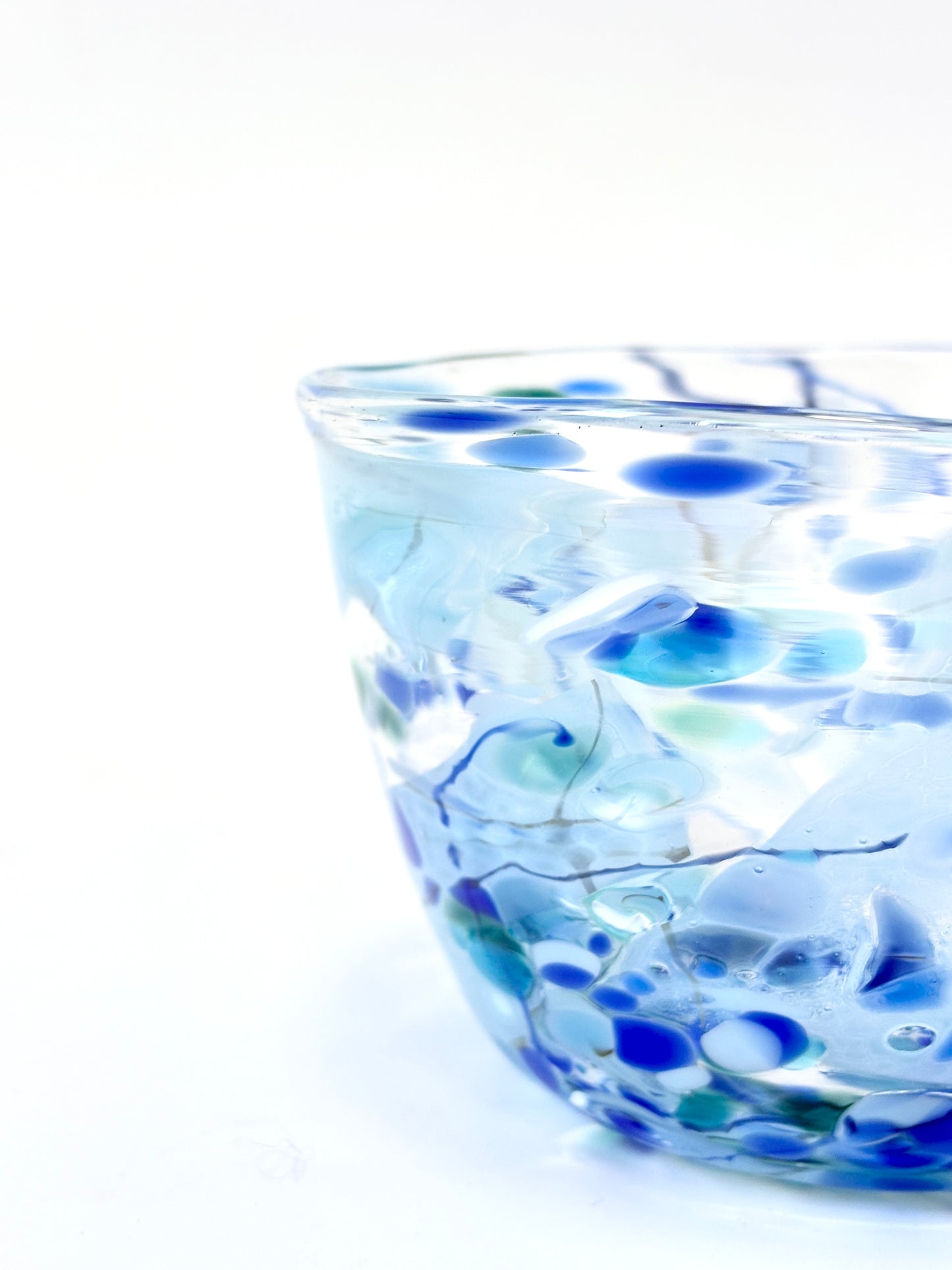 Handblown Glass Lolly Bowl - Blue Shard