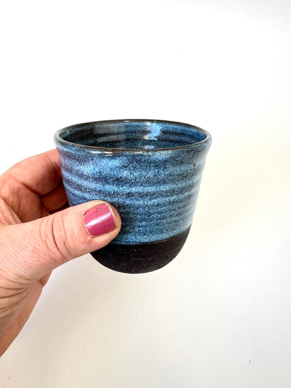 Coffee Tumbler - Blue on Black Clay