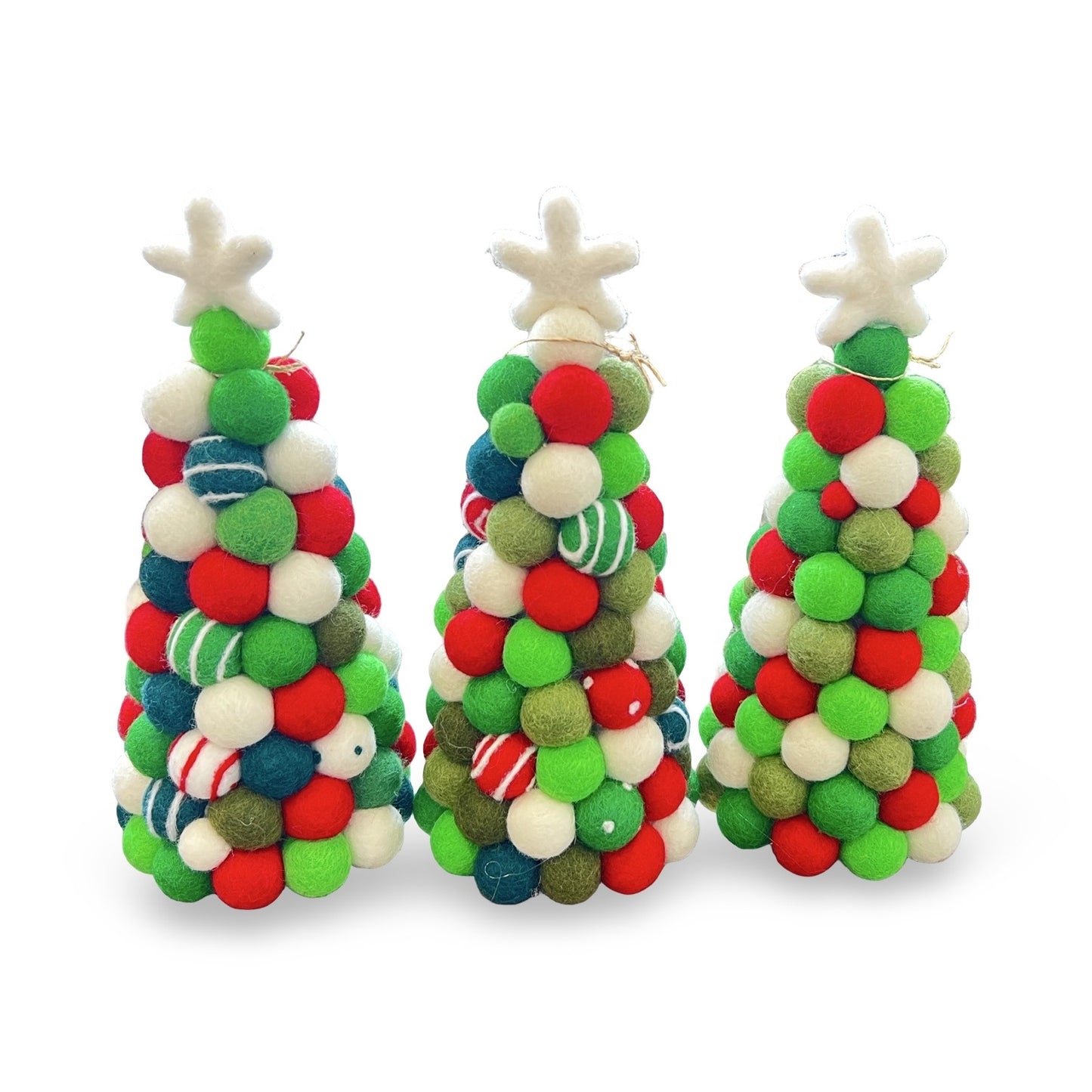 Pom-Pom Christmas Tree - Traditional Green / Red / White