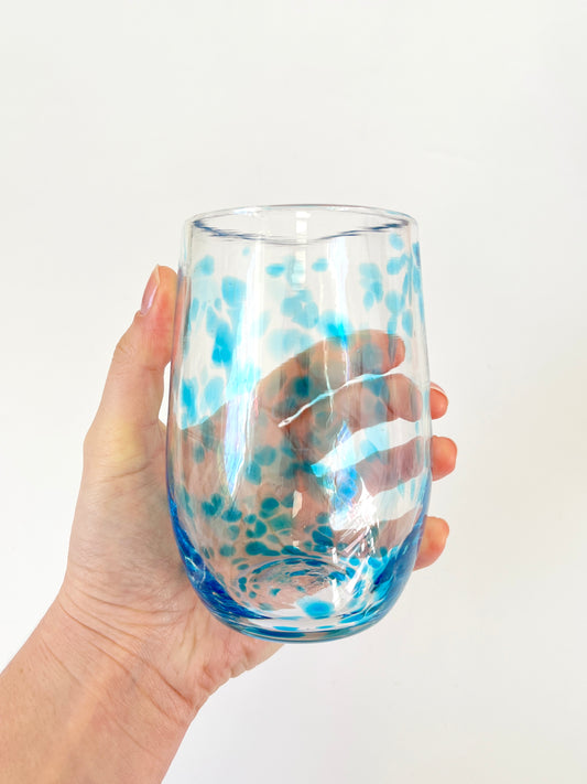 Handblown Glass Tumbler - Brilliant Copper Blue