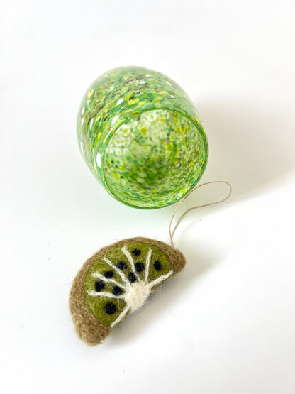 Felted Kiwifruit Christmas Ornament