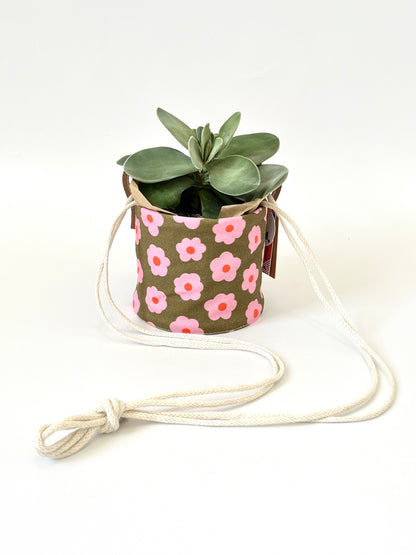 Canvas Planter - Green Flowers