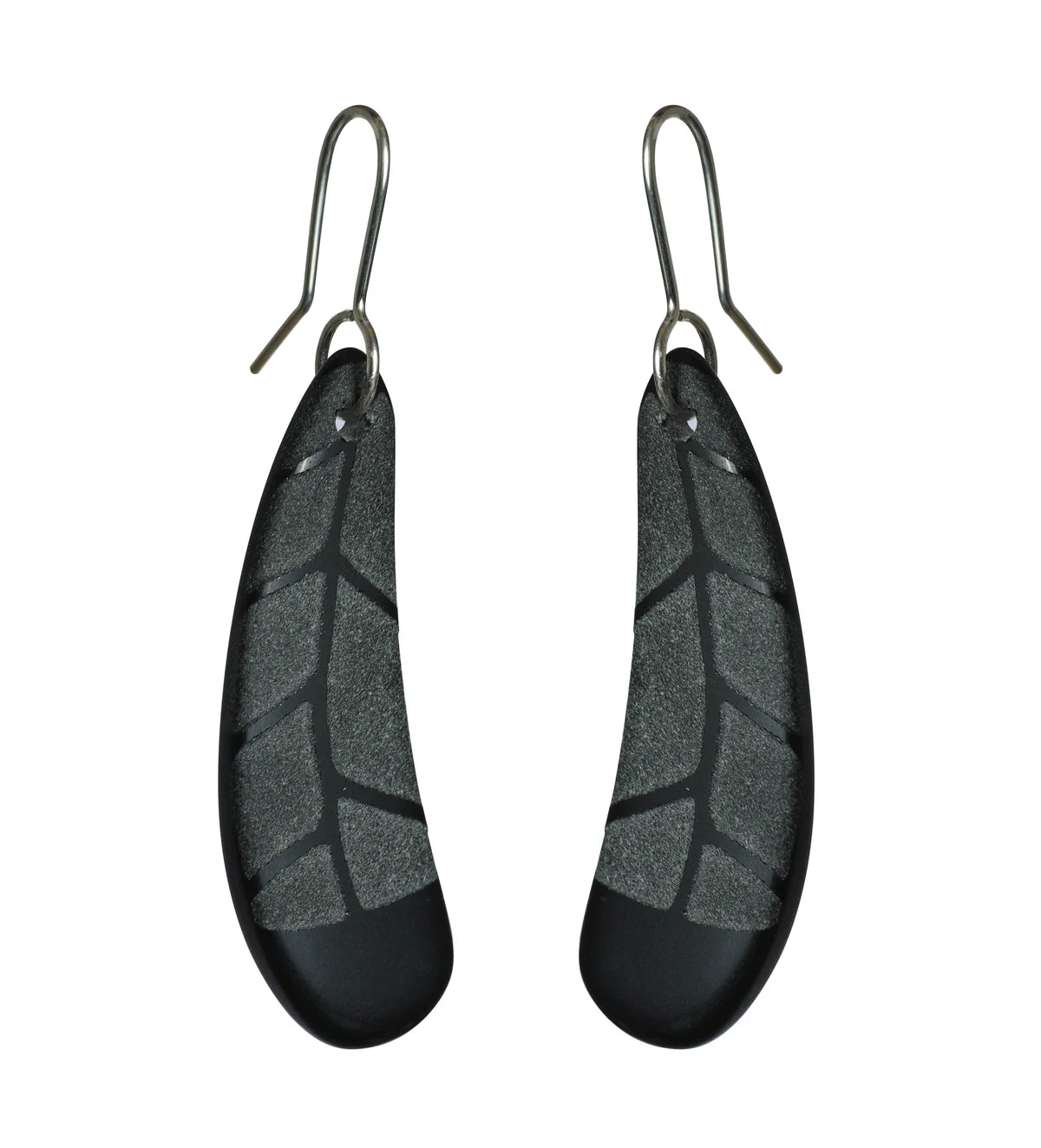 Huia Feather Earrings - Black Glass