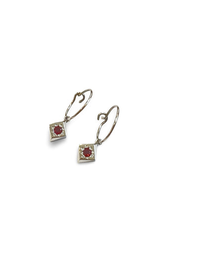 Daisy Cluster Hoop Earrings with Garnet by Holly Howe
