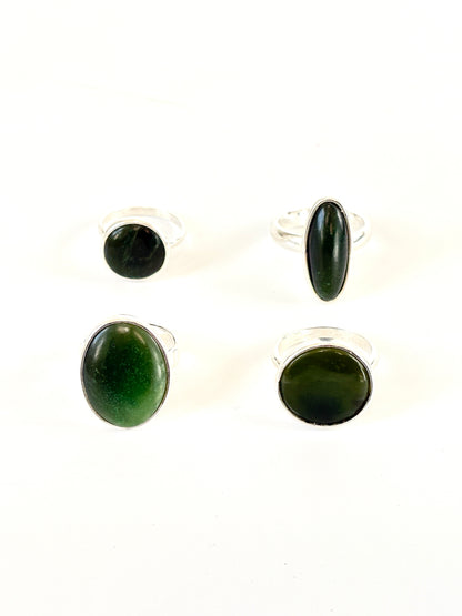 Medium Flat Round Ring (RI-RO2) Jade & Sterling Silver