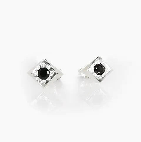 Daisy Cluster Stud Earrings with black Spinel - by Holly Howe