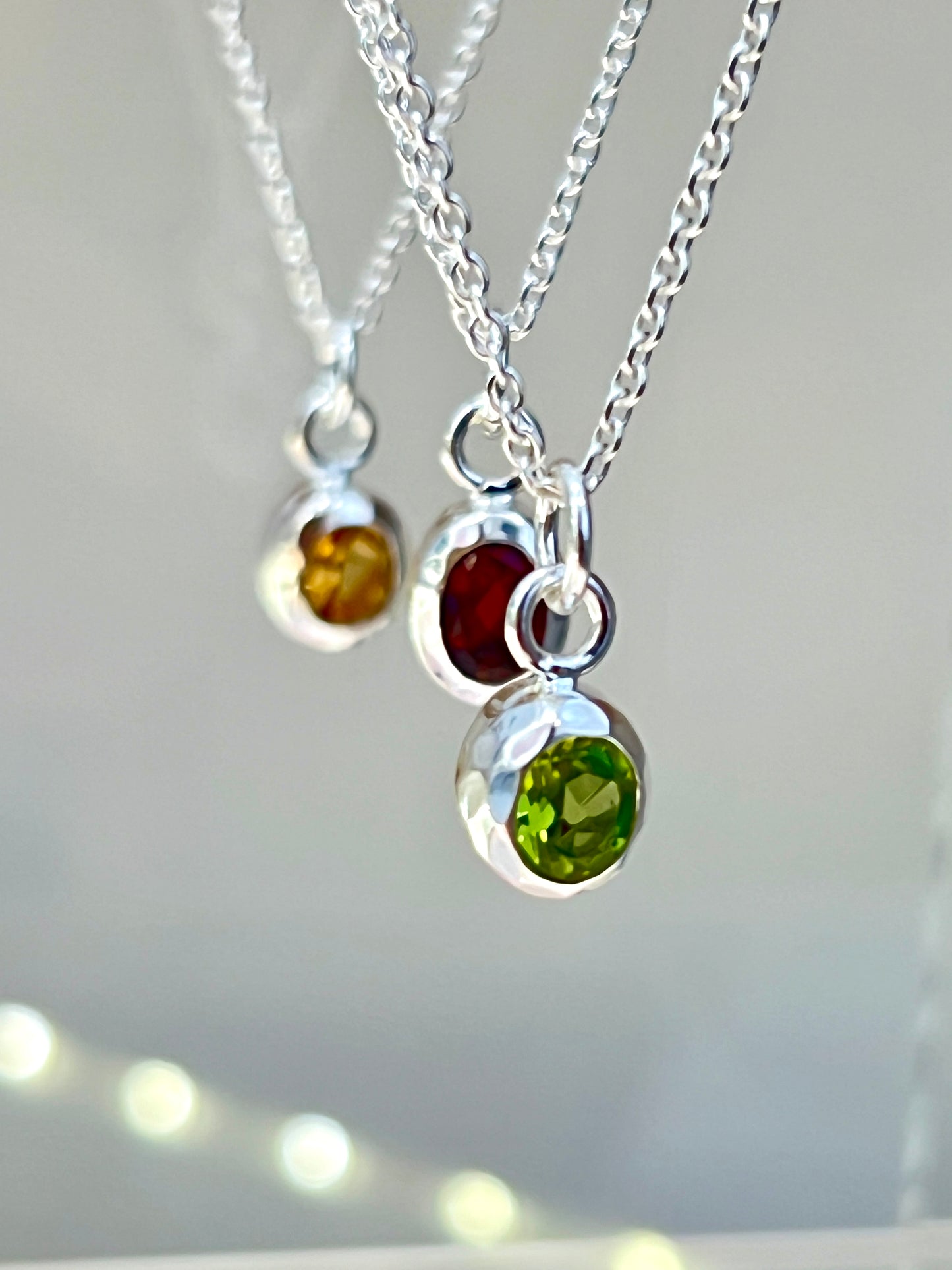 Peridot Oval Gemstone & Silver Necklace
