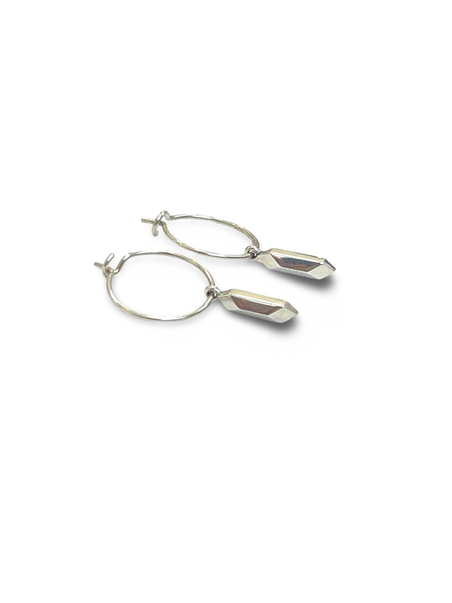 Mini Pillar Hoop Earrings in Sterling Silver