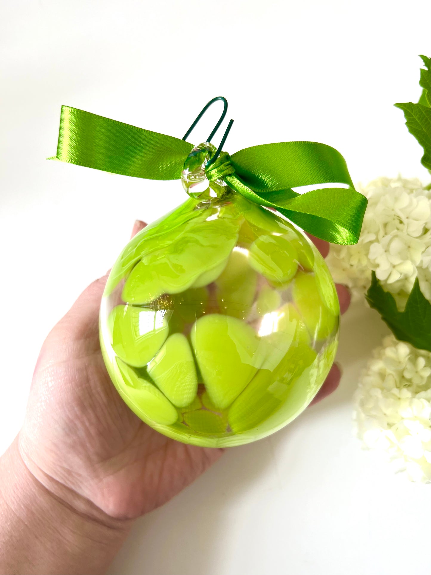 Handblown Glass Bauble - Bright Apple Green