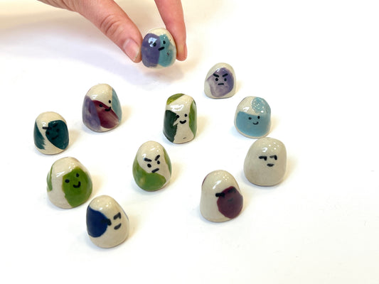 Handmade Ceramic Pet Rock - assorted emotions!