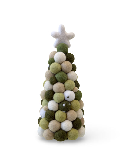 Pom-Pom Christmas Tree - Green, Taupe, Polka Dot - choose size