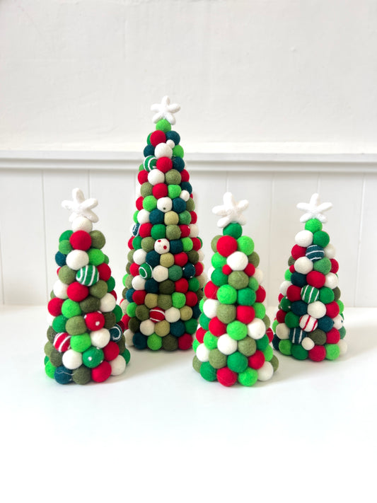 Pom-Pom Christmas Tree - Traditional Green / Red / White