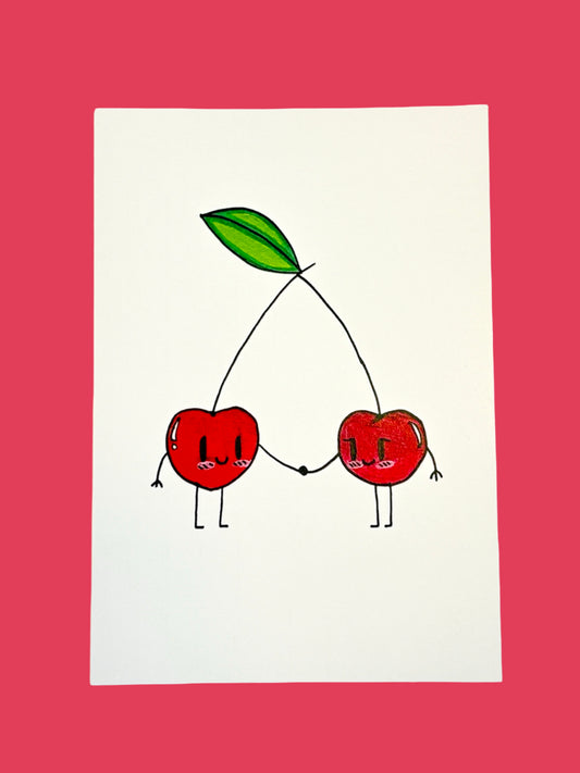 'Couple of Cheeries' -  Illustrated Card by Jemimadidit