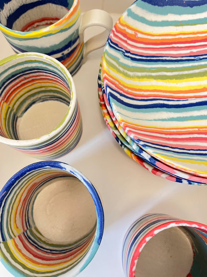 Ceramic Nerikomi Statement Dish - Rainbow Stripes