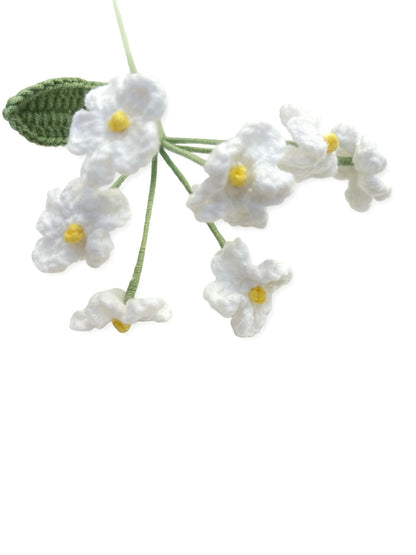 Crocheted Forget Me Not - White