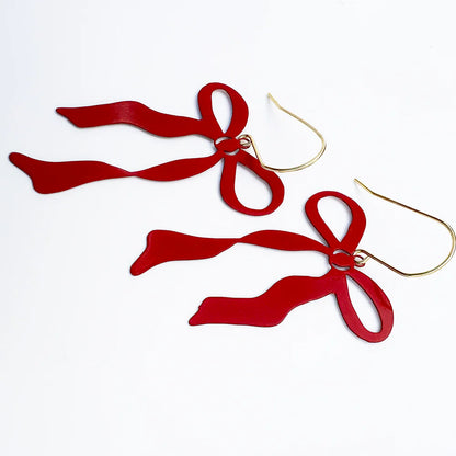 Midi Bow Earrings - Red